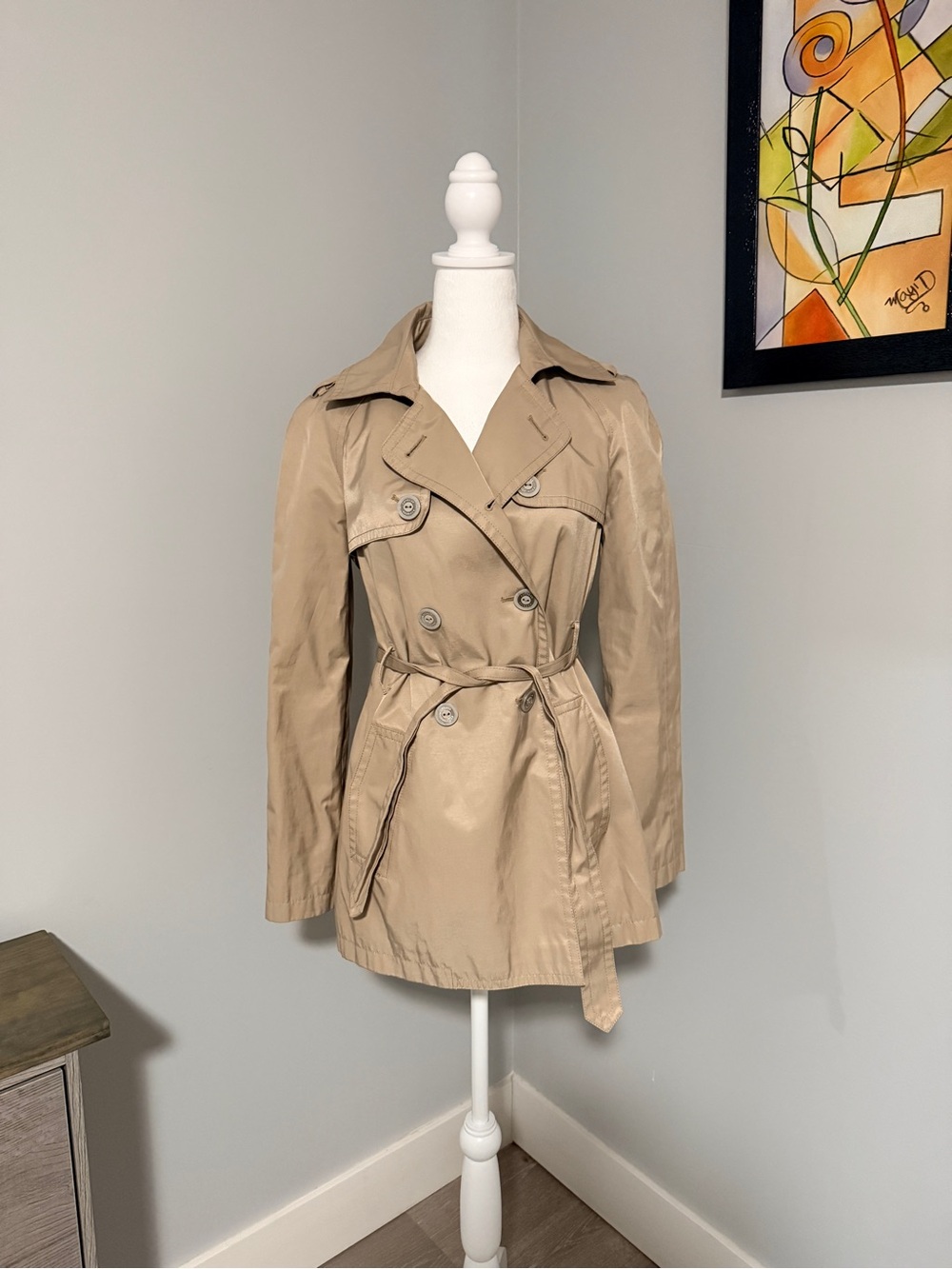 Express Khaki Trench Coat with Waist Tie